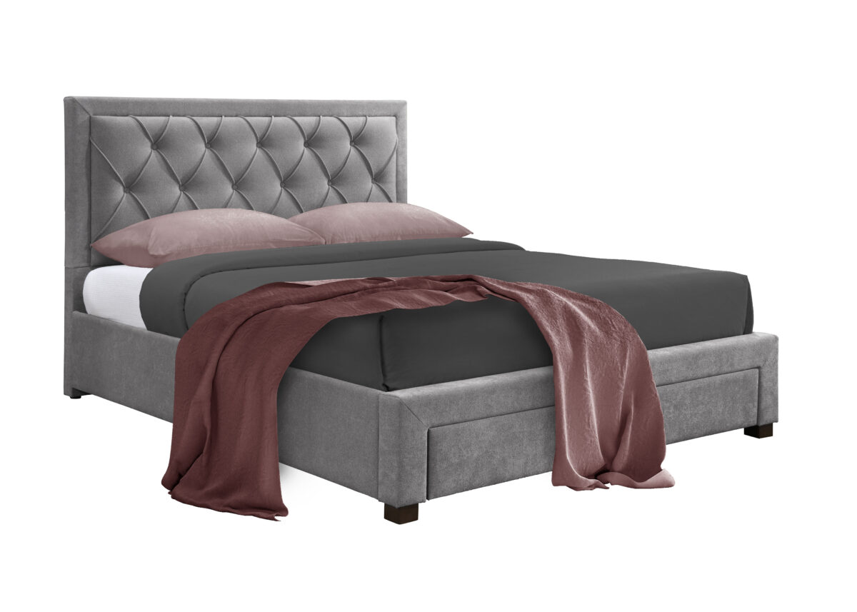 NOBLE ΚΡΕΒΑΤΙ (ΓΙΑ ΣΤΡΩΜΑ 160x200cm) ΓΚΡΙ ΣΚΟΥΡΟ 216.5x165x122cm - Image 2