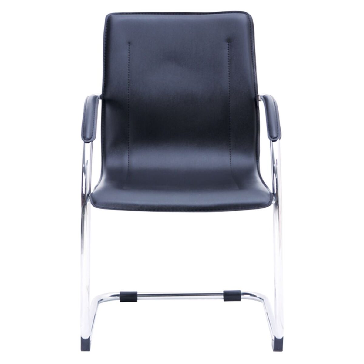 OMIKRON Πολυθρόνα Γραφείου Επισκέπτη, Μέταλλο Χρώμιο PVC Μαύρο - Image 4