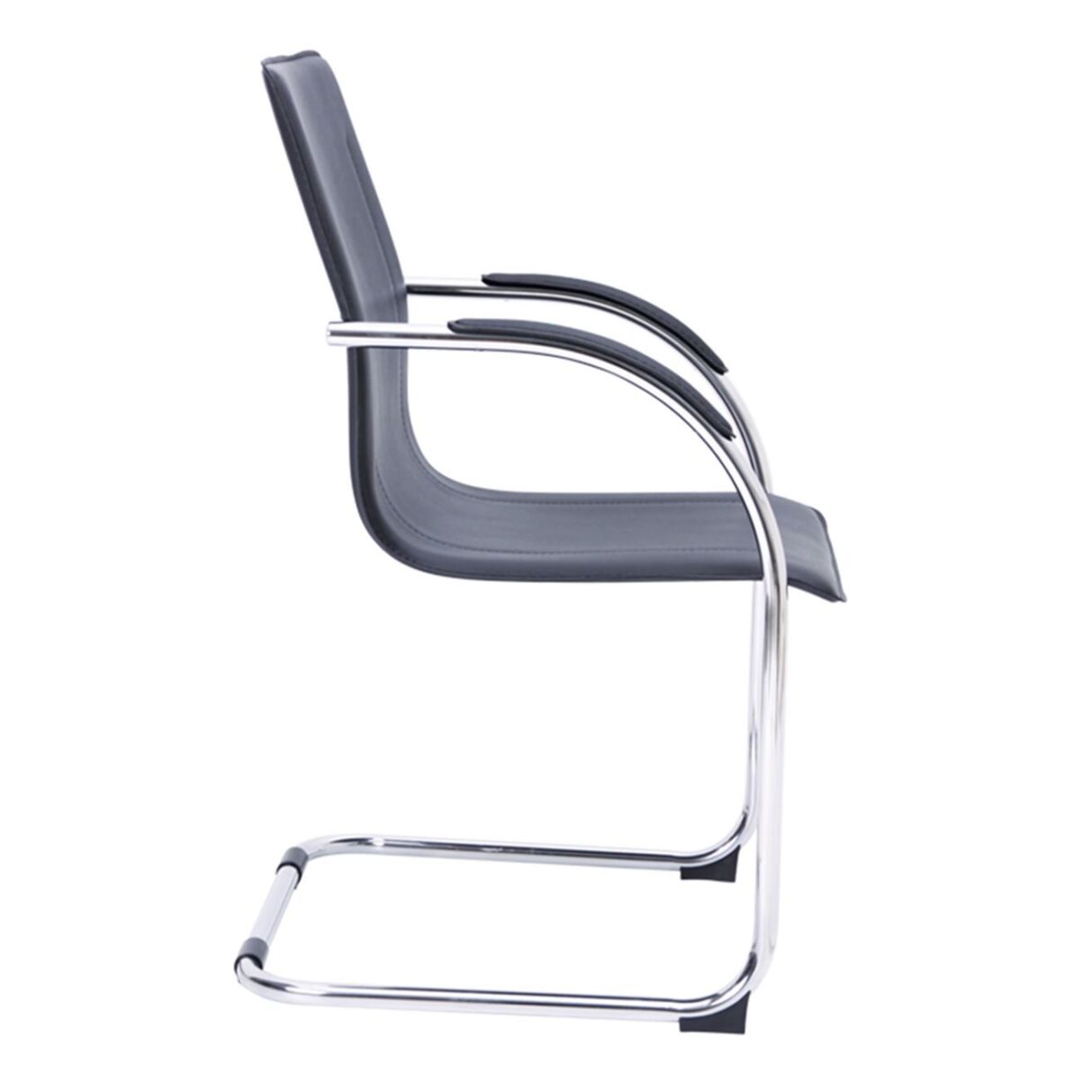 OMIKRON Πολυθρόνα Γραφείου Επισκέπτη, Μέταλλο Χρώμιο PVC Μαύρο - Image 5