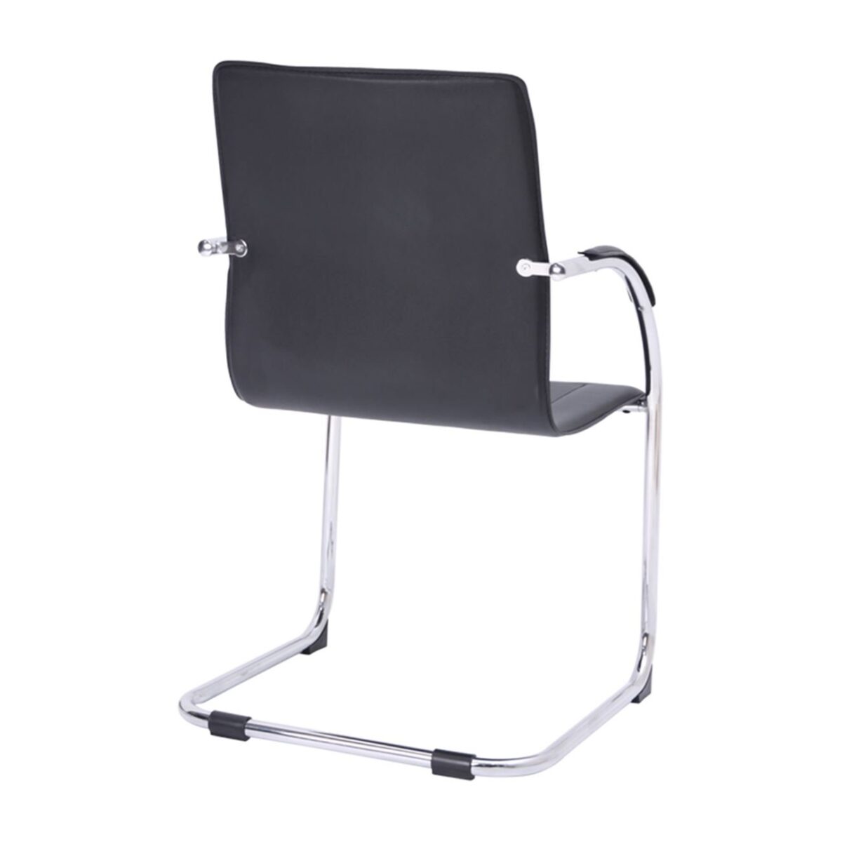 OMIKRON Πολυθρόνα Γραφείου Επισκέπτη, Μέταλλο Χρώμιο PVC Μαύρο - Image 6