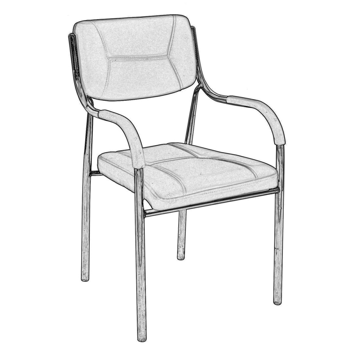 ALPHA Πολυθρόνα Γραφείου Επισκέπτη, Χρώμιο, Pu Μαύρο - Image 3