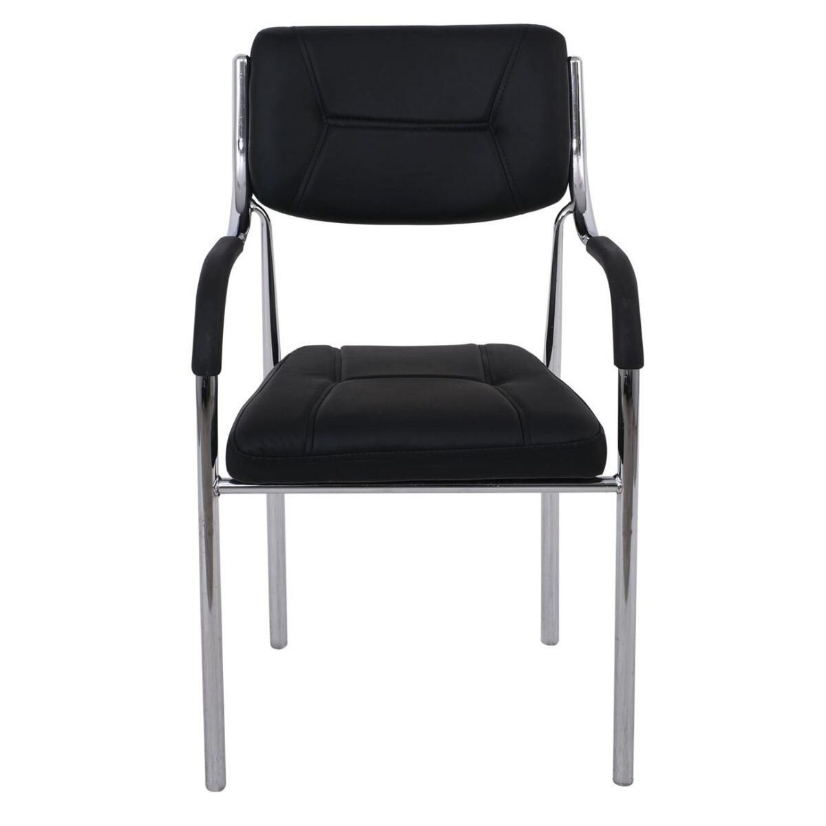 ALPHA Πολυθρόνα Γραφείου Επισκέπτη, Χρώμιο, Pu Μαύρο - Image 4