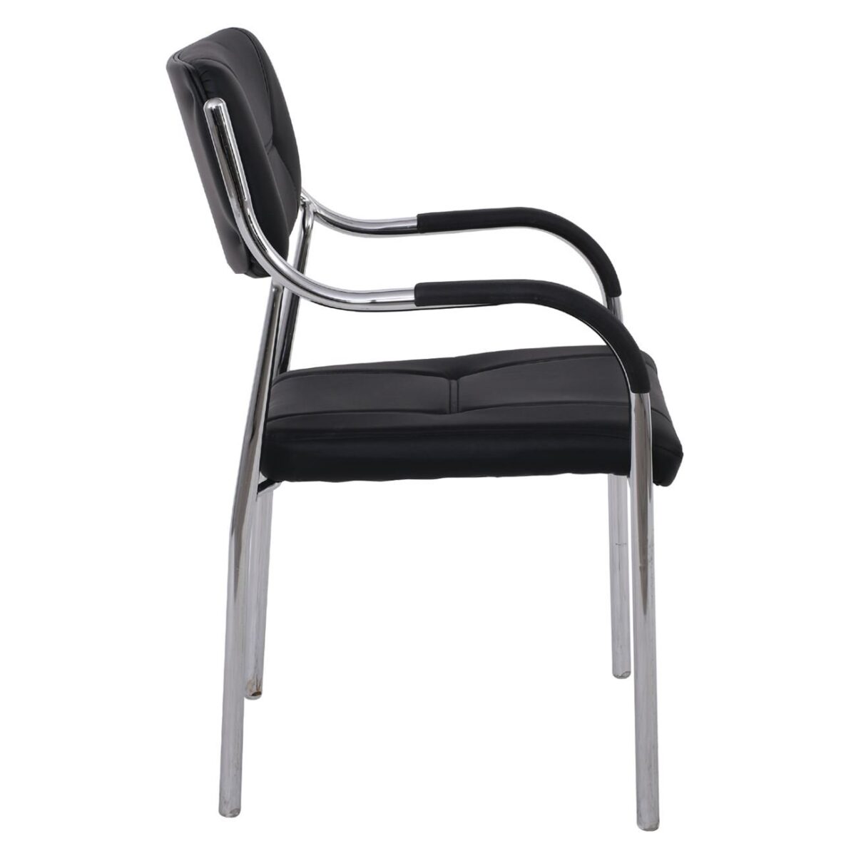 ALPHA Πολυθρόνα Γραφείου Επισκέπτη, Χρώμιο, Pu Μαύρο - Image 5