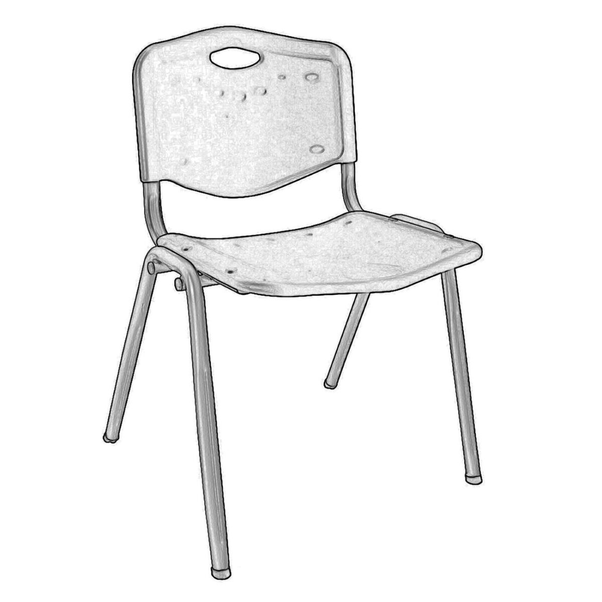 STUDY Καρέκλα Στοιβαζόμενη Μέταλλο Βαφή Silver, PP Μαύρο - Image 3