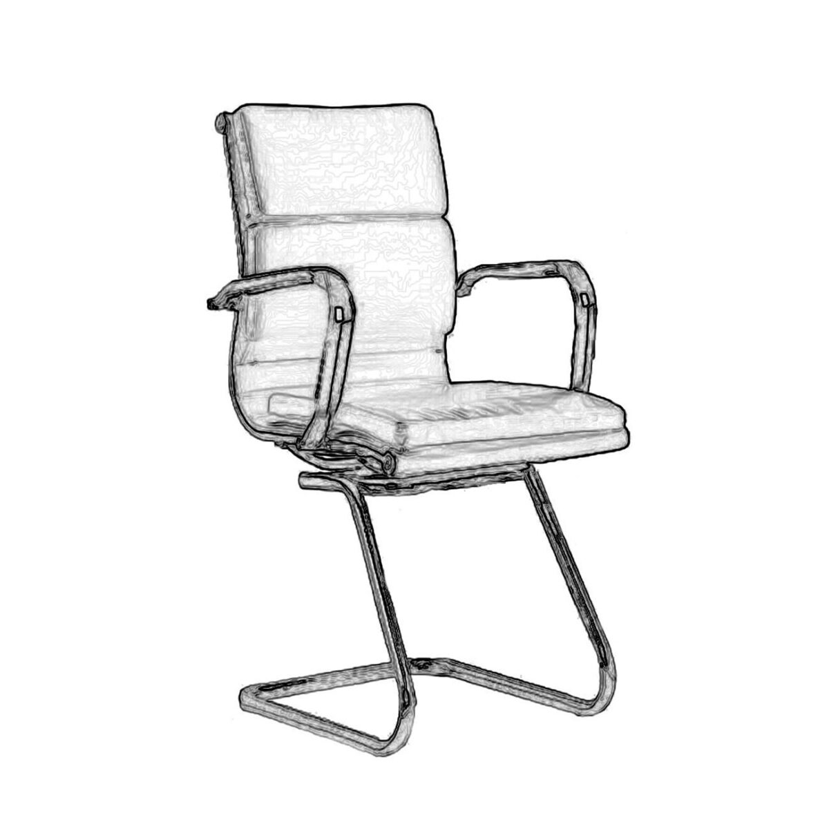 BF4800V Πολυθρόνα Γραφείου Επισκέπτη, Μέταλλο Χρώμιο, PU  Άσπρο - Image 3