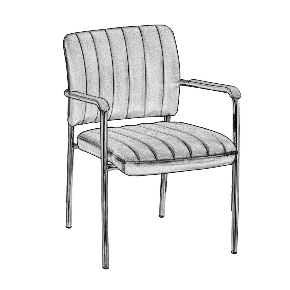 DENIM Πολυθρόνα Γραφείου Επισκέπτη Χρώμιο, Pu Μαύρο - Image 3