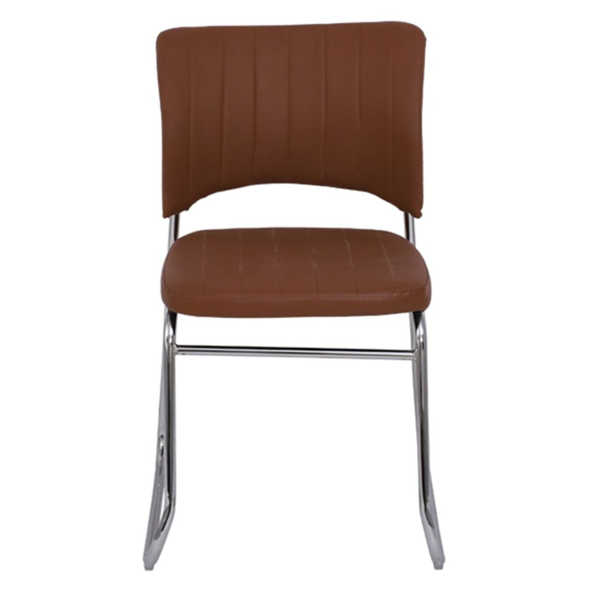 VENUS Καρέκλα Γραφείου Επισκέπτη, Στοιβαζόμενη Μέταλλο Χρώμιο, Pu Καφέ - Image 3