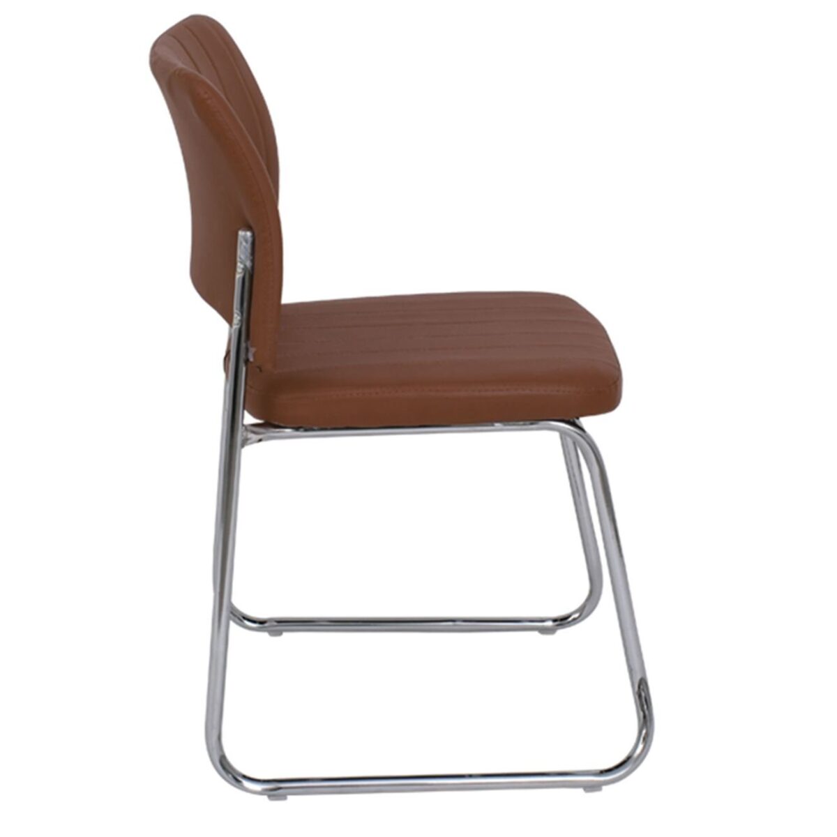 VENUS Καρέκλα Γραφείου Επισκέπτη, Στοιβαζόμενη Μέταλλο Χρώμιο, Pu Καφέ - Image 4