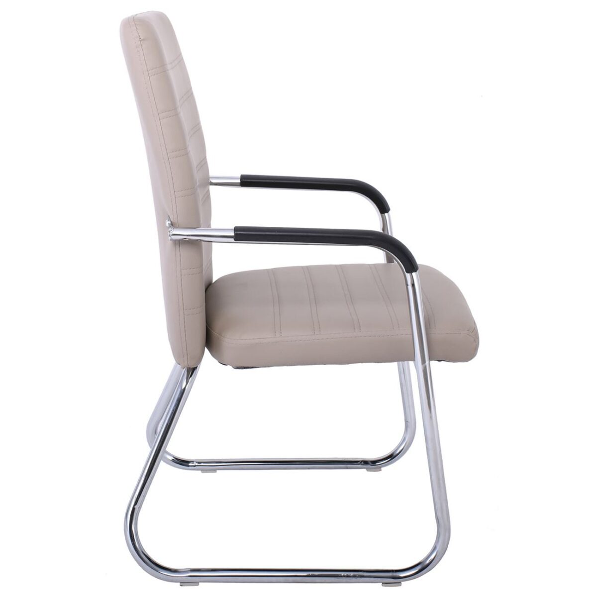 COLLET Πολυθρόνα Γραφείου Επισκέπτη Μέταλλο Χρώμιο, Pu Cappuccino - Image 3