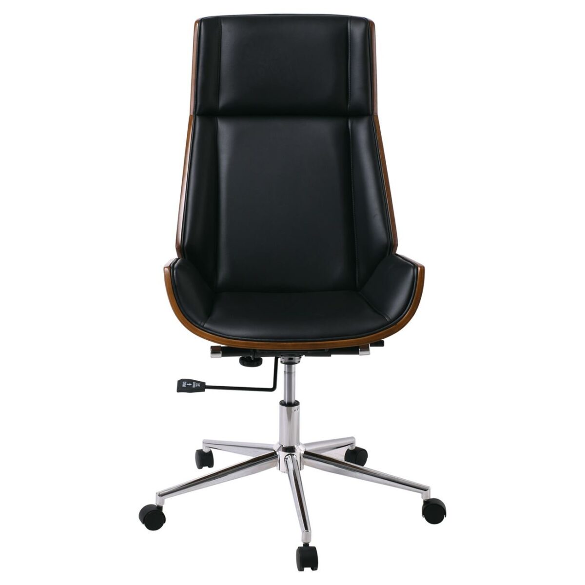 BF9850 Πολυθρόνα Γραφείου Διευθυντή, Μέταλλο Χρώμιο Καρυδί - Pu Μαύρο - Image 3