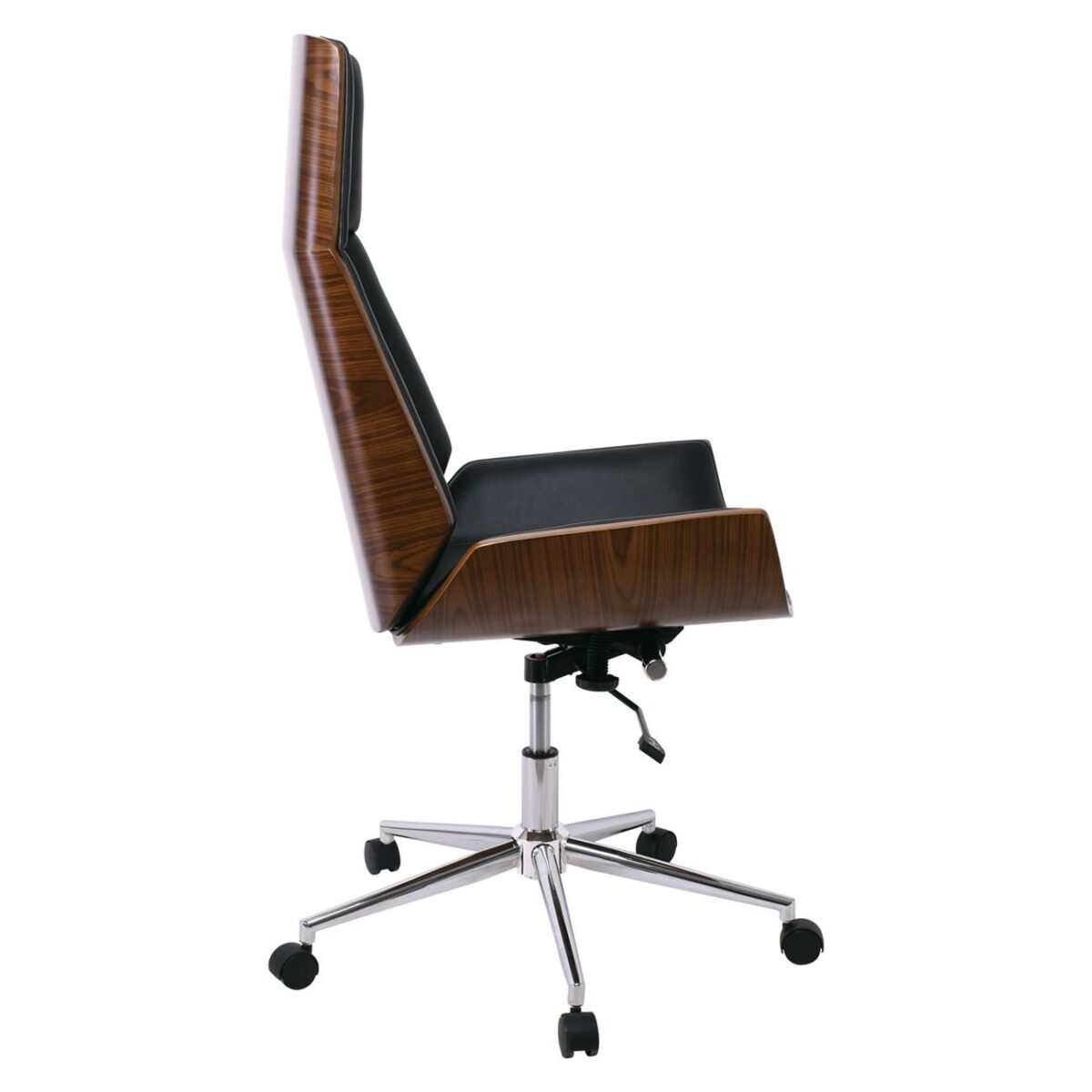 BF9850 Πολυθρόνα Γραφείου Διευθυντή, Μέταλλο Χρώμιο Καρυδί - Pu Μαύρο - Image 4