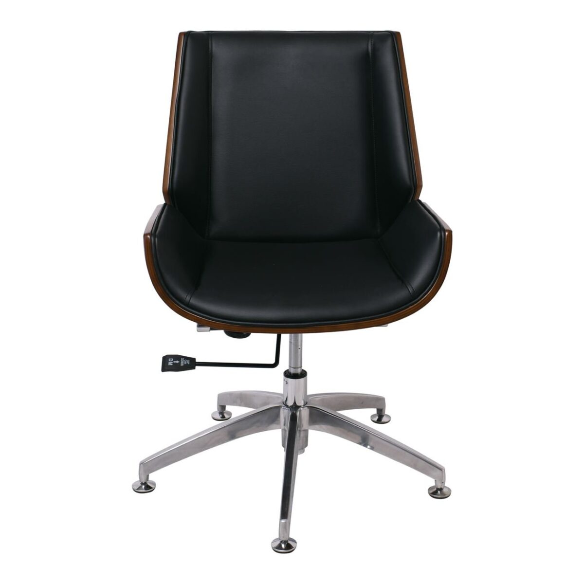 BF9860V Πολυθρόνα Επισκέπτη Μέταλλο Χρώμιο Καρυδί - Pu Μαύρο - Image 3