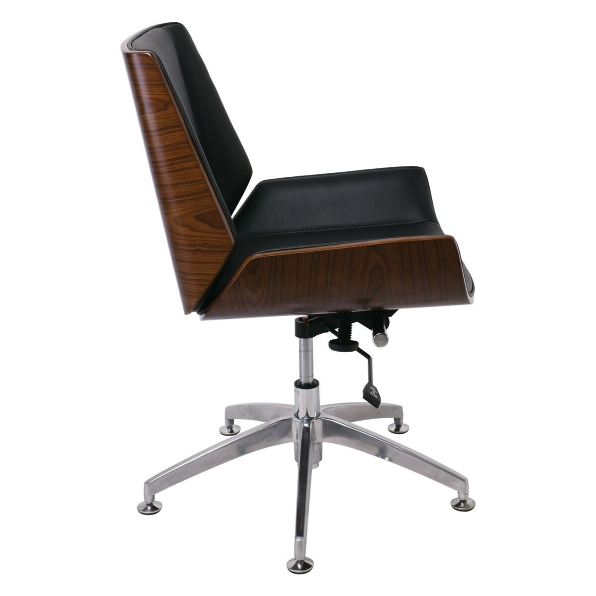 BF9860V Πολυθρόνα Επισκέπτη Μέταλλο Χρώμιο Καρυδί - Pu Μαύρο - Image 4