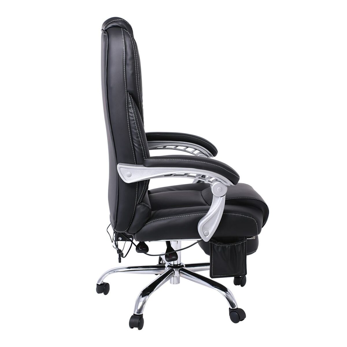 BF8550 Massage Relax Πολυθρόνα Γραφείου Διευθυντή, Βάση Χρώμιο με Υποπόδιο, Pu  Μαύρο - Image 4