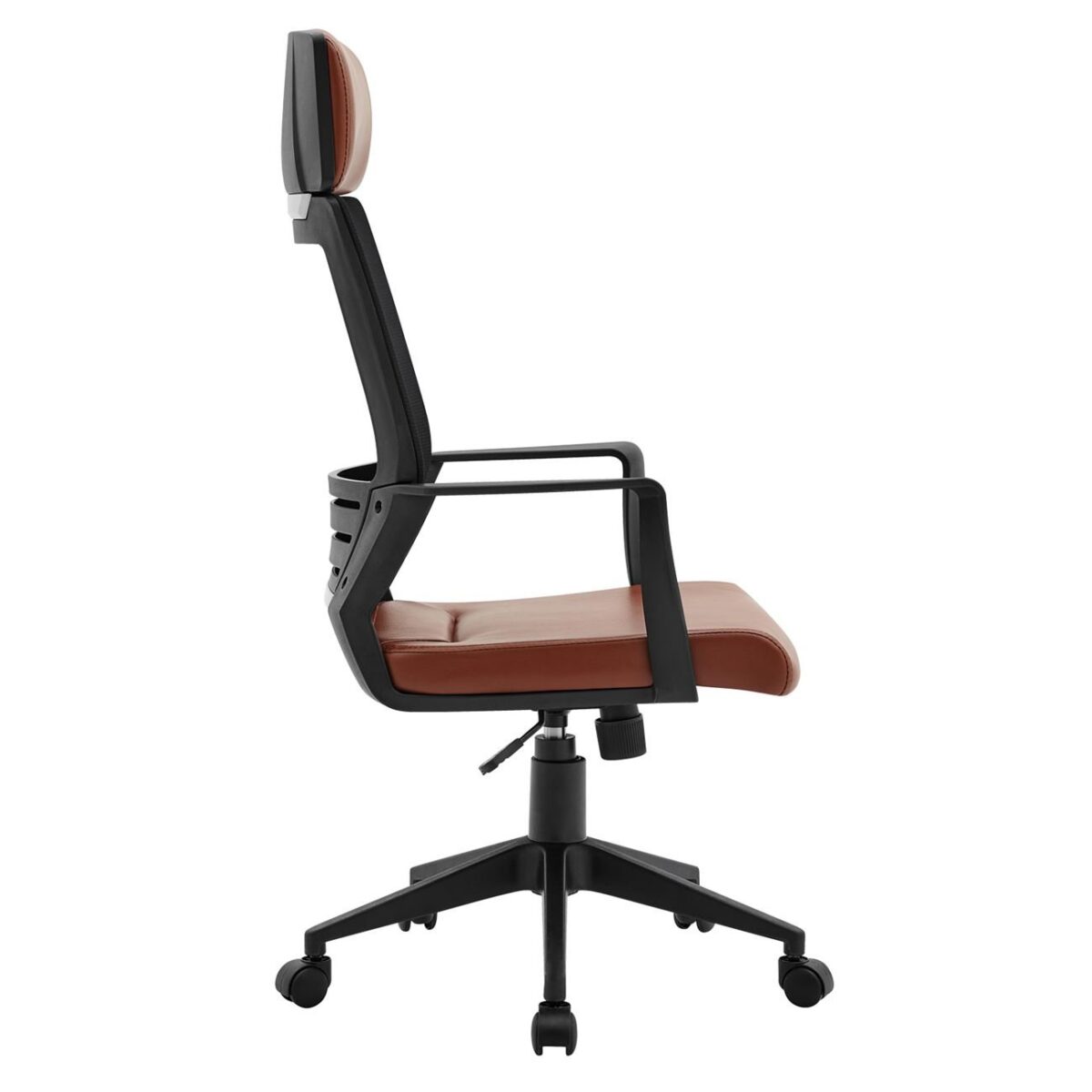 BF2500 Πολυθρόνα Γραφείου Διευθυντή Mesh Μαύρο - Pu Καφέ - Image 4