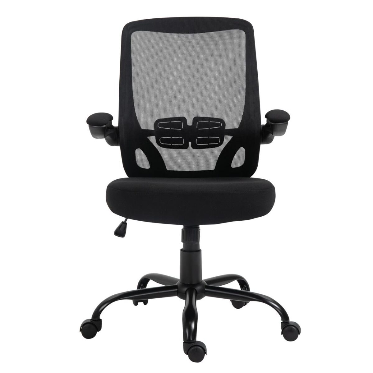 BF2930W Πολυθρόνα Γραφείου Ανακλινόμενα Μπράτσα, Μέταλλο Βάση, Mesh - Ύφασμα Μαύρο - Image 4