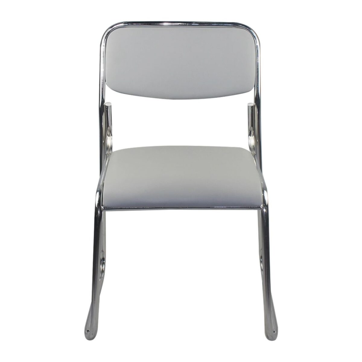 CAMPUS Καρέκλα Επισκέπτη Γραφείου, Στοιβαζόμενη Χρώμιο Μέταλλο, Soft Pu Γκρι - Image 4