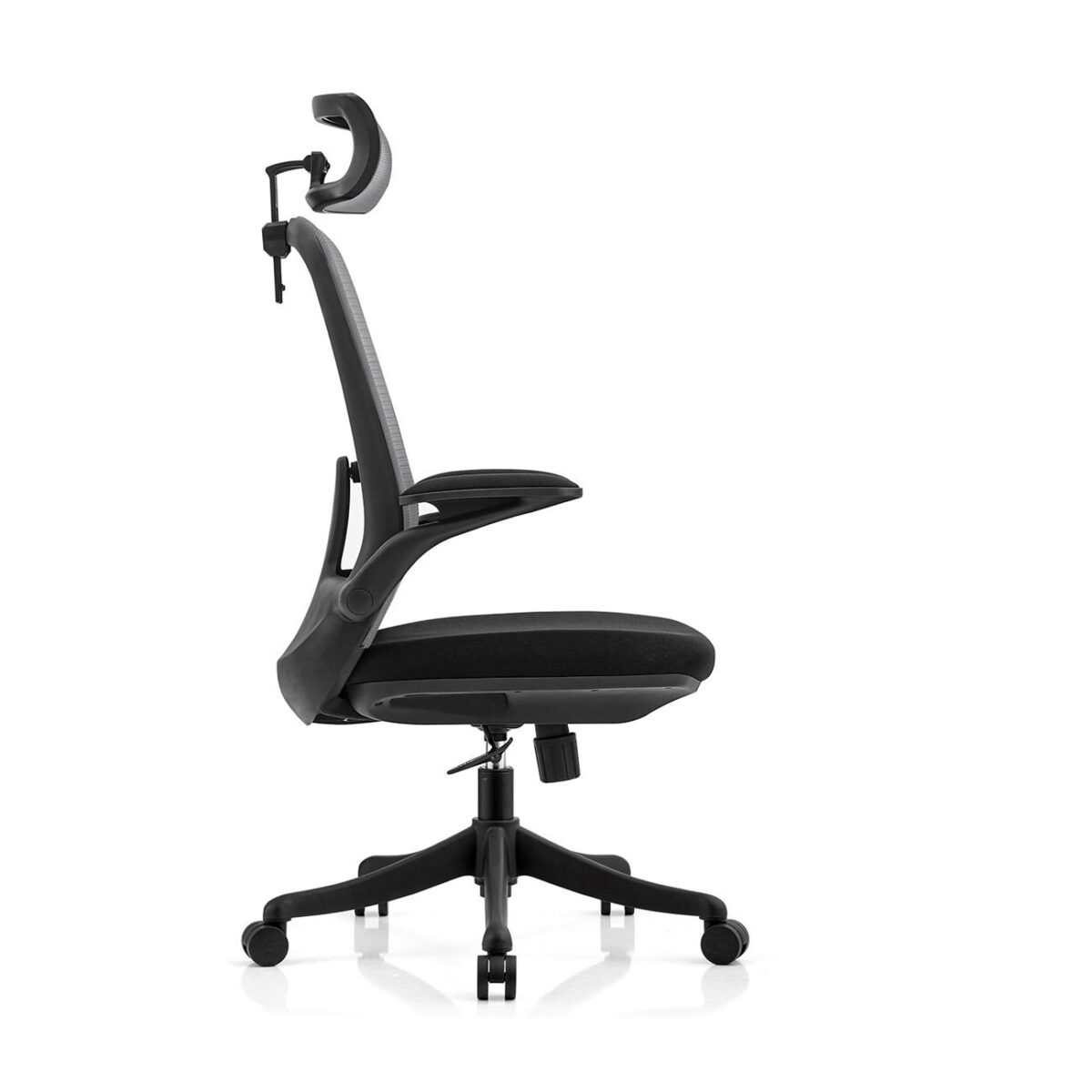 BF3950 Πολυθρόνα Γραφείου Διευθυντή, Mesh Γκρι, Ύφασμα Μαύρο - Image 3