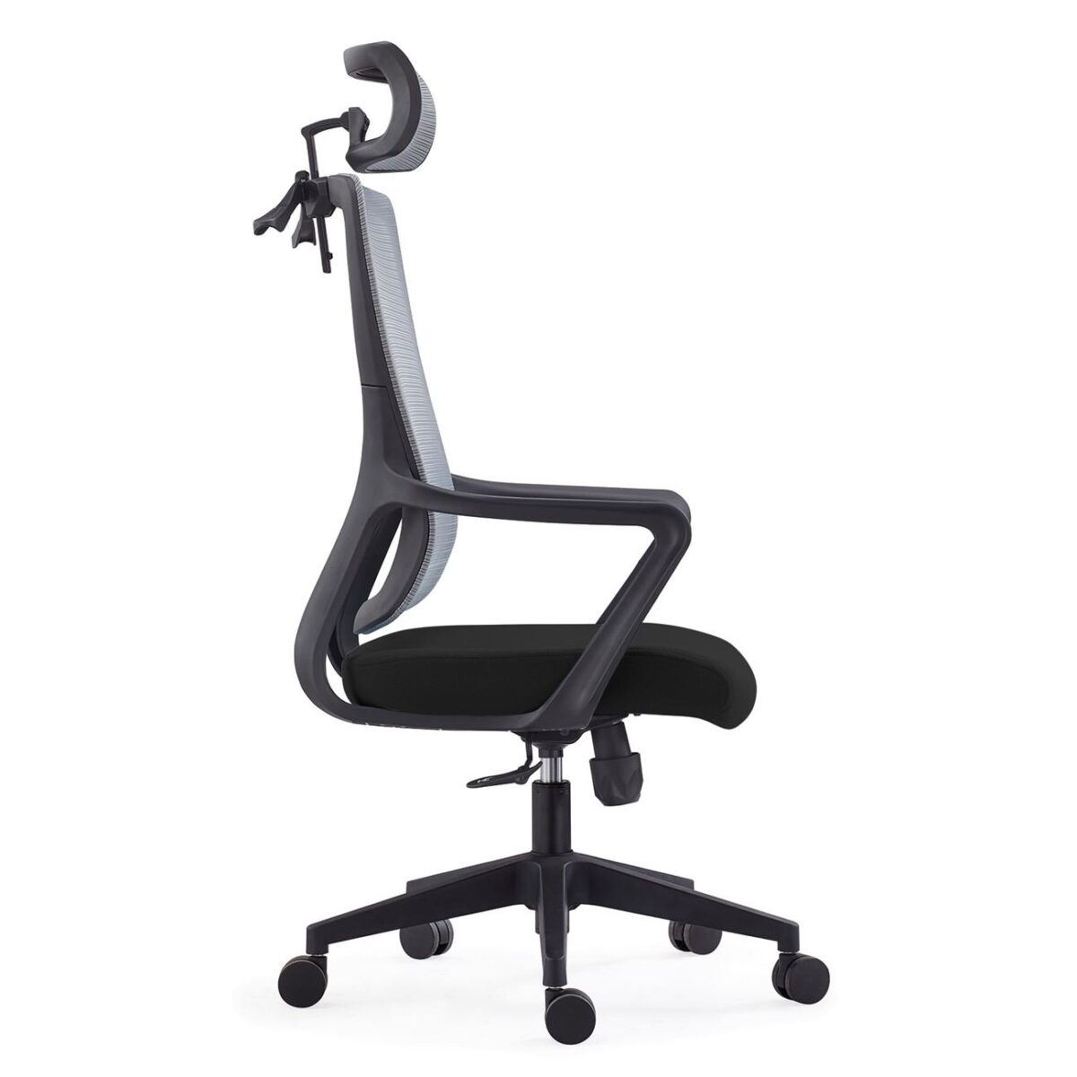 BF3850 Πολυθρόνα Γραφείου Διευθυντή, Mesh Γκρι, Ύφασμα Μαύρο - Image 3