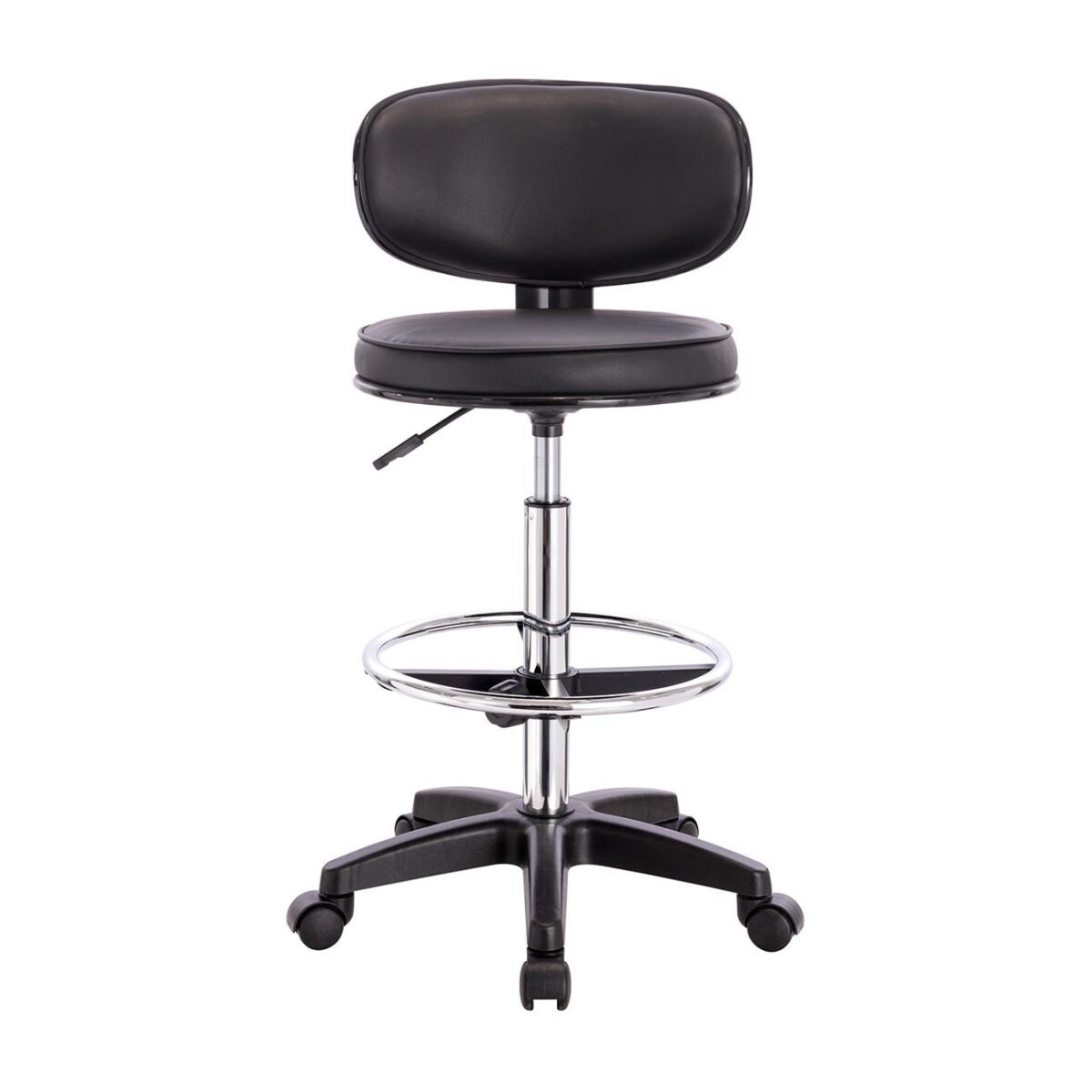 BF406 Σκαμπό Reception-Ταμείου PU Μαύρο, Τροχήλατο, Ρύθμιση Ύψους, Περιστρεφόμενο - Image 5