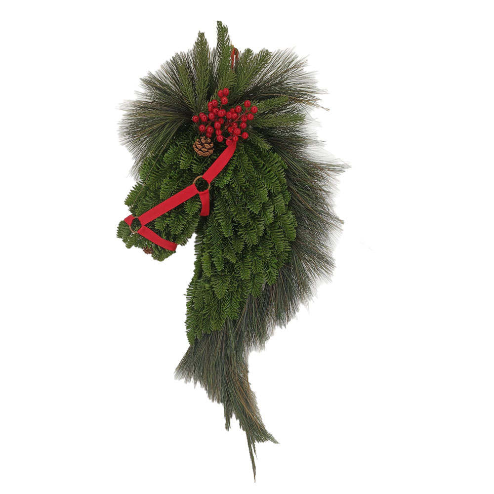 HORSE HEAD 86 ΧΡΙΣΤΟΥΓΕΝΝΙΑΤΙΚΟ ΣΤΕΦΑΝΙ ΑΛΟΓΟ 45x3x86cm POLYFOAM ΠΡΑΣΙΝΟ ΚΟΚΚΙΝΟ PVC