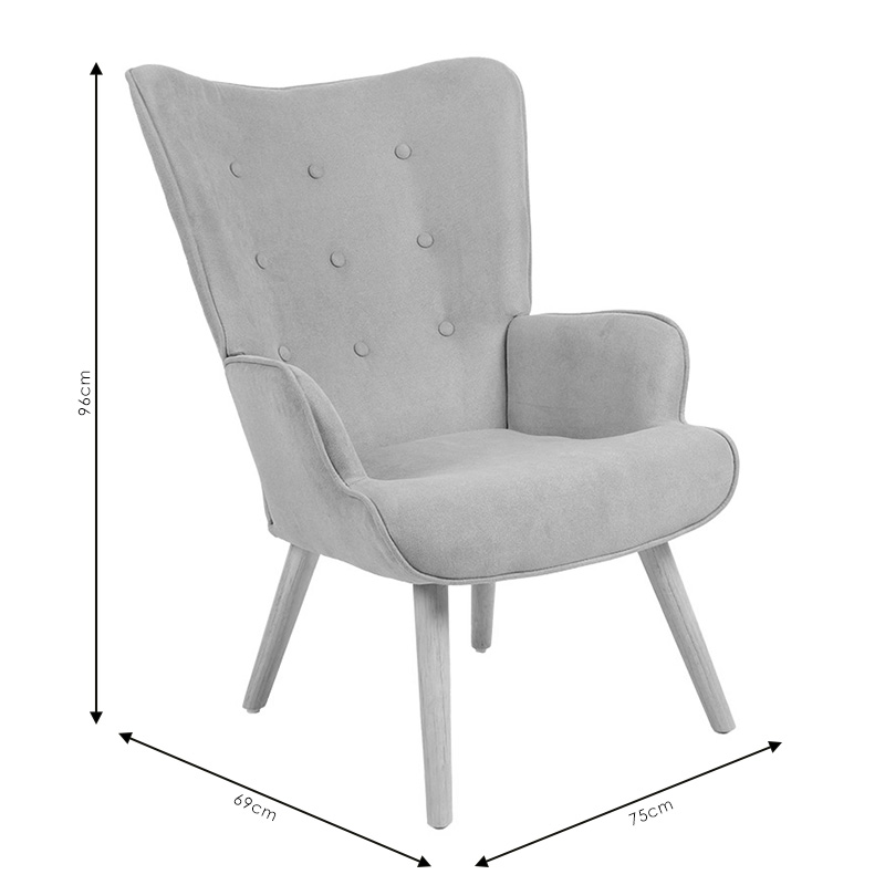 255-000003-7 Πολυθρόνα Fluffy  ύφασμα ανθρακί-φυσικό 75x69x96εκ - Image 8