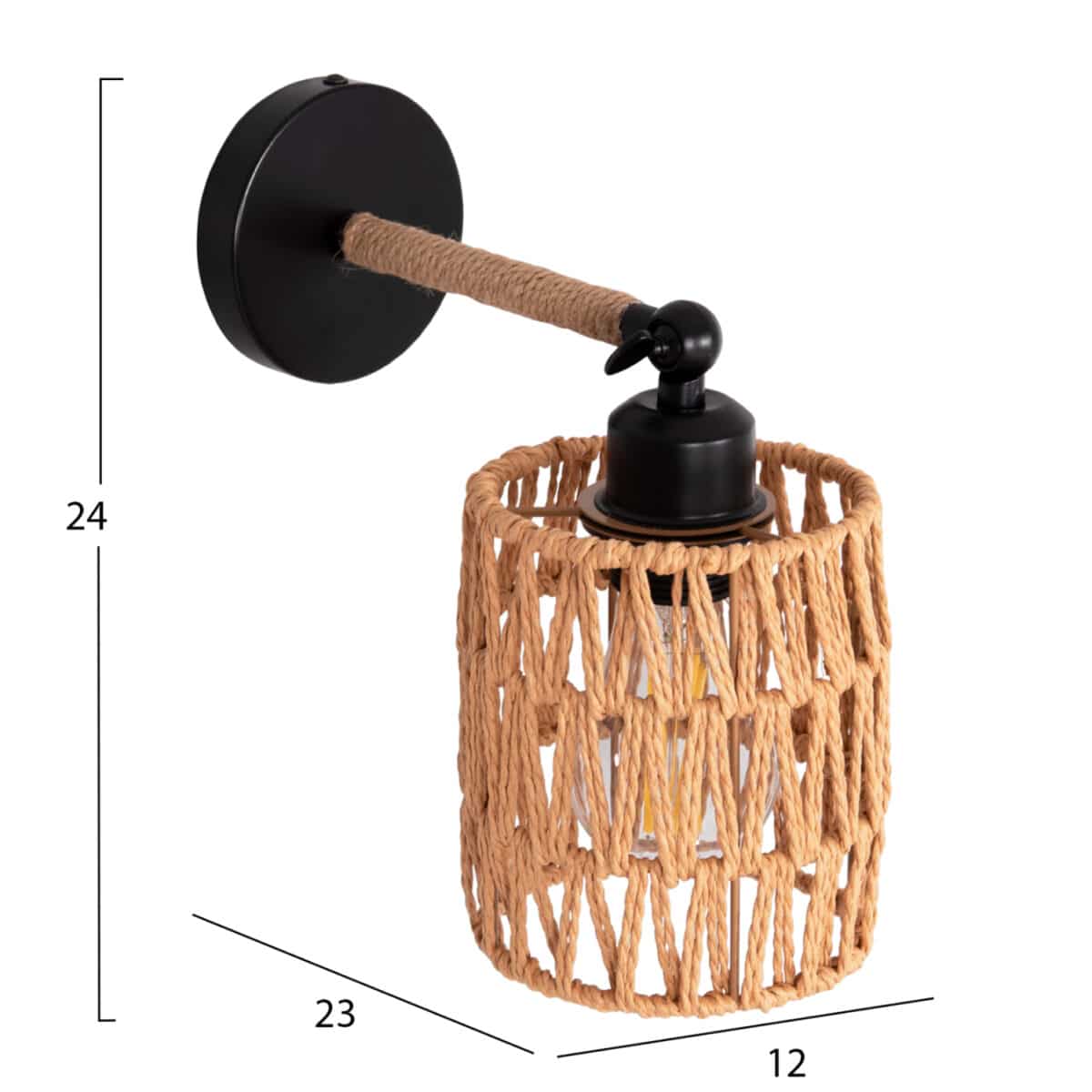 ΑΠΛΙΚΑ ΤΟΙΧΟΥ STOLT2 HM4484 ΜΕΤΑΛΛΙΚΗ ΒΑΣΗ-ΣΧΟΙΝΙ- [Ε27] 12x23x24Υεκ. - Image 2