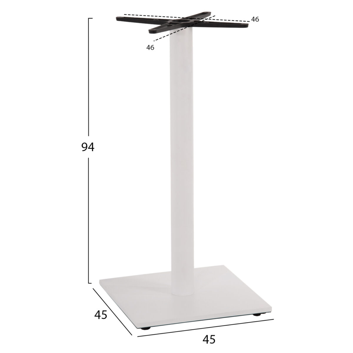 ΒΑΣΗ ΜΕΤΑΛΛΙΚΗ ΜΠΑΡ ΜΕΣΑΙΟΥ ΥΨΟΥΣ ΛΕΥΚΟ ΜΑΤ HM474.02 ΣΤΑΥΡΟΣ 46Χ46εκ 45Χ45Χ94Υεκ. - Image 2