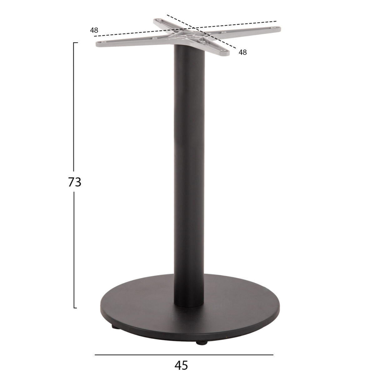 ΒΑΣΗ ΤΡΑΠΕΖΙΟΥ ΑΛΟΥΜΙΝΙΟΥ ΣΤΡΟΓΓΥΛΗ ΜΑΥΡΟ ΜΑΤ HM476.01 ΣΤΑΥΡΟΣ 48Χ48εκ Φ45Χ72Υεκ. - Image 2