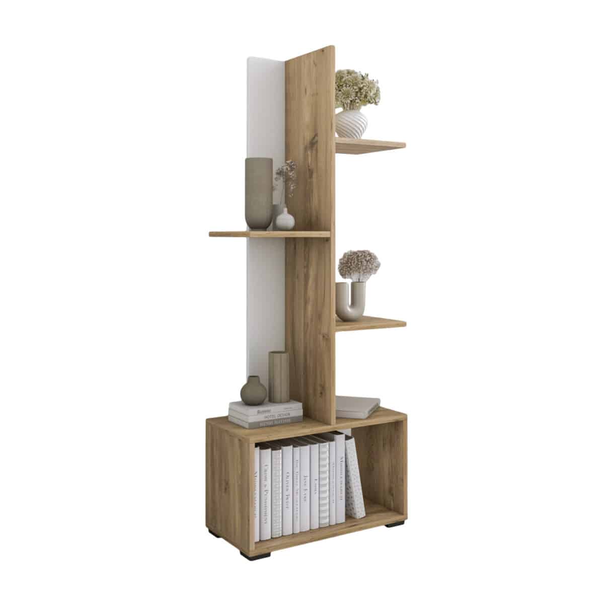 ΒΙΒΛΙΟΘΗΚΗ TRIVIO HM18195.03 ΜΕΛΑΜΙΝΗ ΣΕ ΛΕΥΚΟ-ATLANTIS GREEN 50x25x127Υεκ.