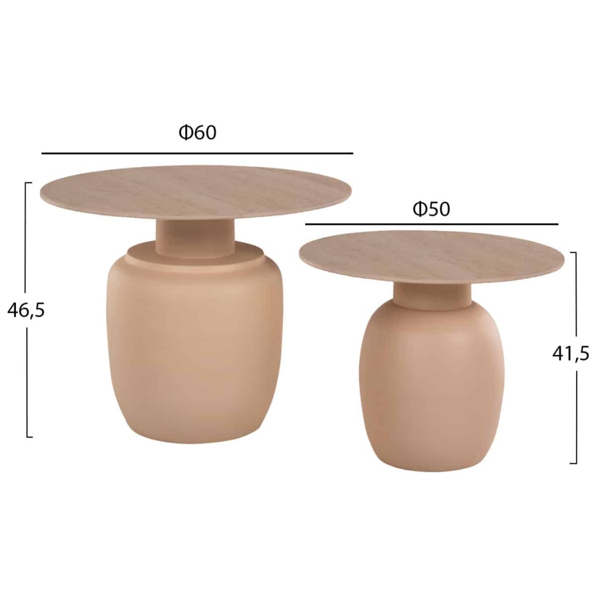 ΒΟΗΘΗΤΙΚΑ ΤΡΑΠΕΖΑΚΙΑ 2ΤΜΧ FEREN HM9664 ΜΕΤΑΛΛΟ ΚΡΕΜ-ΚΕΡΑΜΙΚO TOP Φ60 & Φ50  εκ. - Image 2