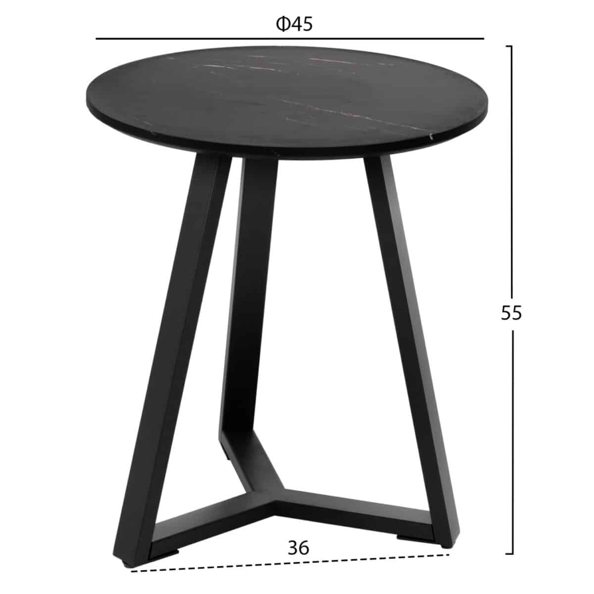 boithitiko-trapezaki-fb9958701-mdf-mayro-1 ΒΟΗΘΗΤΙΚΟ ΤΡΑΠΕΖΑΚΙ ROCKET HM9587.01 MDF ΜΑΥΡΟ ΜΑΡΜΑΡΟ-ΜΑΥΡΗ ΜΕΤΑΛΛΙΚΗ ΒΑΣΗ Φ45x55Υεκ. - Image 2