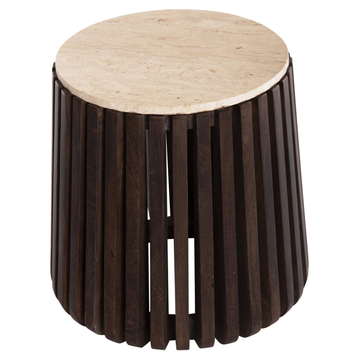 ΒΟΗΘΗΤΙΚΟ ΤΡΑΠΕΖΙ KREST HM9711 ΜΑΣΙΦ ΞΥΛΟ ΑΚΑΚΙΑΣ ΣΕ ΚΑΦΕ-ΤΡΑΒΕΡΤΙΝA Φ50x50Υεκ. - Image 3