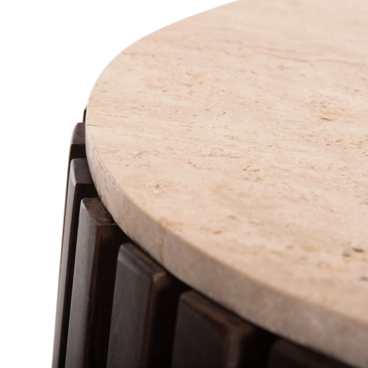 ΒΟΗΘΗΤΙΚΟ ΤΡΑΠΕΖΙ KREST HM9711 ΜΑΣΙΦ ΞΥΛΟ ΑΚΑΚΙΑΣ ΣΕ ΚΑΦΕ-ΤΡΑΒΕΡΤΙΝA Φ50x50Υεκ. - Image 6