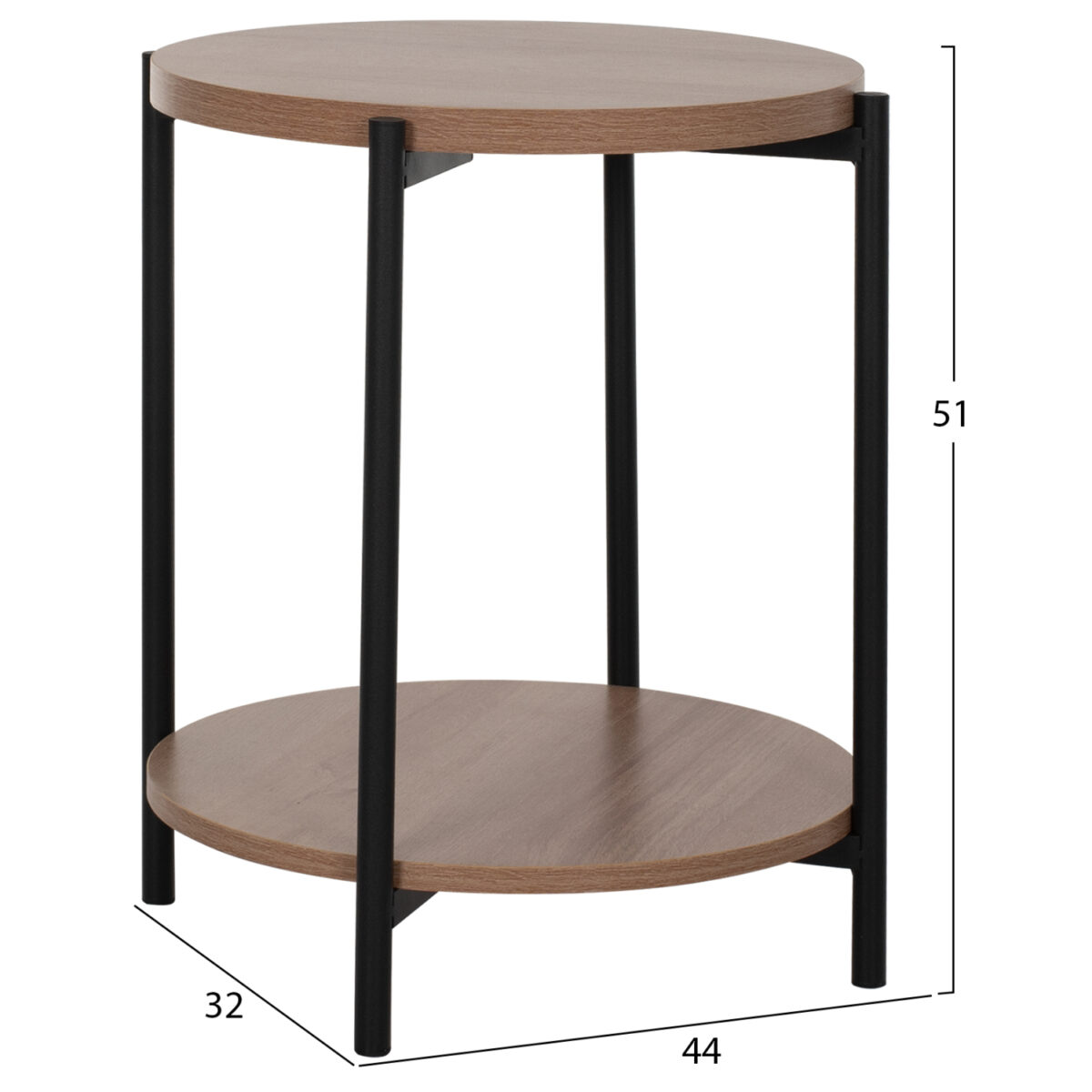 boithitiko-trapezi-salonioy-fb9875411-me-1 ΒΟΗΘΗΤΙΚΟ ΤΡΑΠΕΖΙ ΣΑΛΟΝΙΟΥ ΜΕΛΑΜΙΝΗΣ HM8754.11 NED ΣΤΡΟΓΓΥΛΟ 2 ΕΠΙΠΕΔΩΝ ΜΕΤΑΛΛΙΚΑ ΠΟΔΙΑ Φ40x52Υεκ. - Image 2