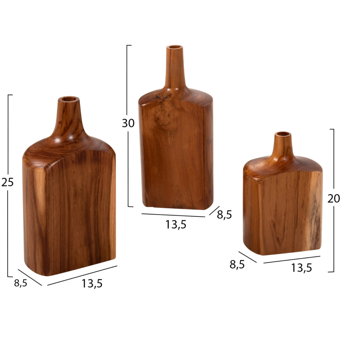 ΔΙΑΚΟΣΜΗΤΙΚA ΜΠΟΥΚΑΛΙΑ ΣΕΤ 3ΤΜΧ HM7716 ΑΠΟ ΜΑΣΙΦ ΞΥΛΟ ΤEAK ΚΑΡΥΔΙ - Image 2