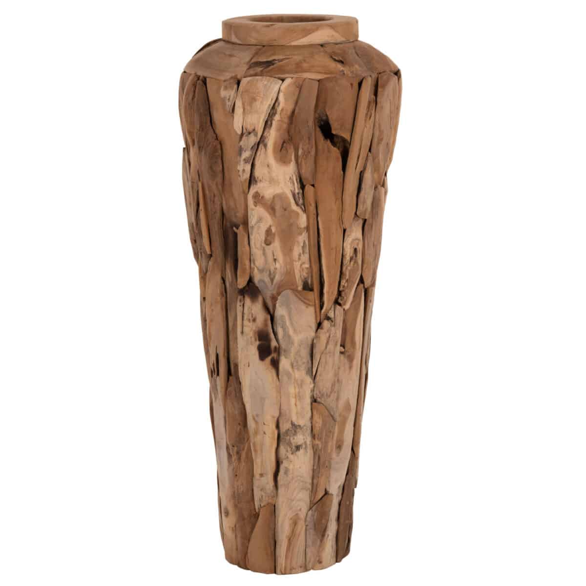 ΔΙΑΚΟΣΜΗΤΙΚΟ ΒΑΖΟ ΔΑΠΕΔΟΥ ZENIA HM7921 ΑΠΟ ΚΟΜΜΑΤΙΑ ΑΝΑΚΥΚΛΩΜΕΝΟΥ ΞΥΛΟΥ TEAK ΣΕ ΦΥΣΙΚΟ Φ50x120Υ εκ. - Image 3