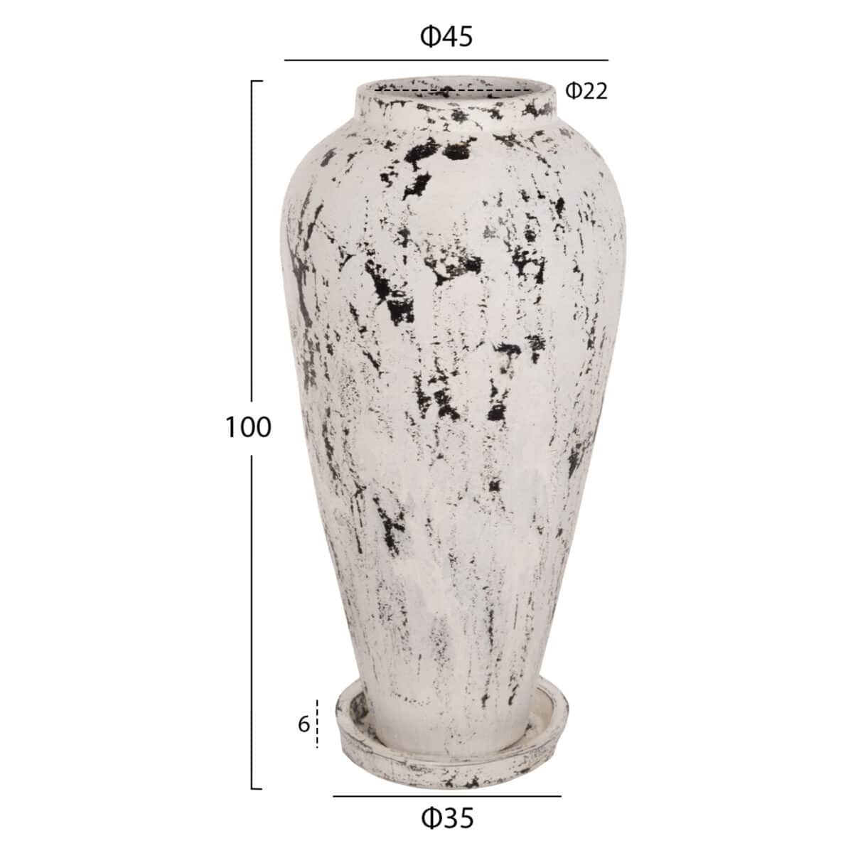 ΔΙΑΚΟΣΜΗΤΙΚΟ ΒΑΖΟ ΔΑΠΕΔΟΥ ΜΕ ΒΑΣΗ-ΠΙΑΤΑΚΙ LAUREL HM7937 ΤΕΡΑΚΟΤΑ- ΛΕΥΚΗ ΠΑΤΙΝΑ Φ45x100Y εκ. - Image 2