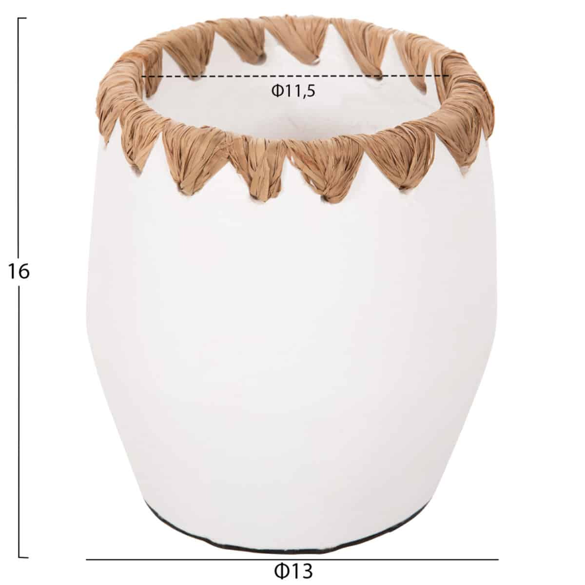 ΔΙΑΚΟΣΜΗΤΙΚΟ ΒΑΖΟ HM4369 ΤΕΡΑΚΟΤΑ ΣΕ ΛΕΥΚΟ ΜΕ ΠΛΕΞΗ ΨΑΘΑΣ ΣΤΟ ΣΤΟΜΙΟ Φ13x16Υεκ. - Image 2