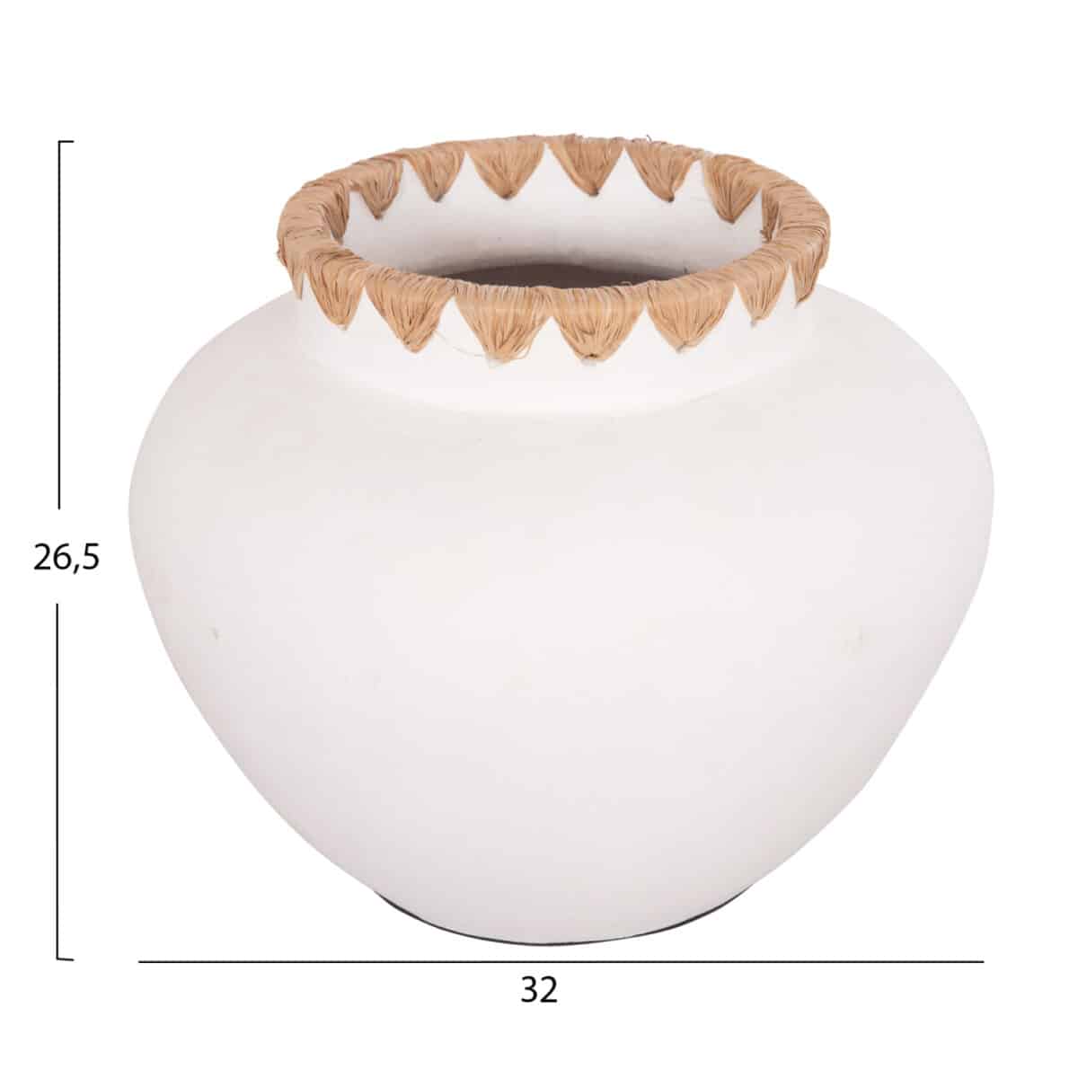 diakosmitiko-bazo-fb94371-terakota-leyki-1 ΔΙΑΚΟΣΜΗΤΙΚΟ ΒΑΖΟ RENTON(L) HM4371 ΤΕΡΑΚΟΤΑ ΛΕΥΚΗ-ΠΛΕΞΗ ΨΑΘΑΣ ΣΤΟ ΣΤΟΜΙΟ Φ32x26,5Υεκ - Image 2