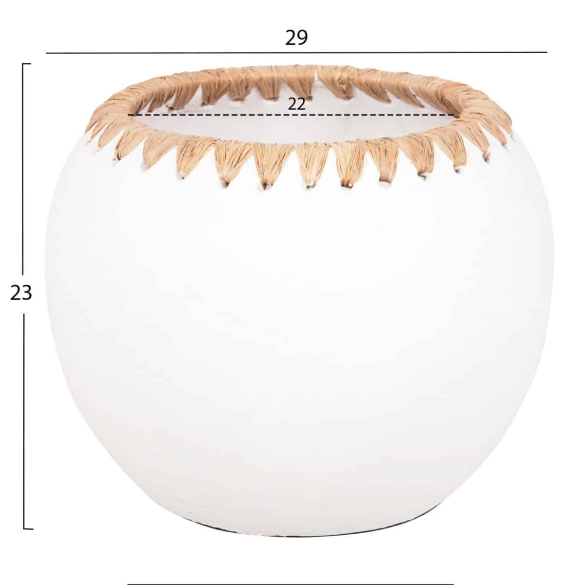 ΔΙΑΚΟΣΜΗΤΙΚΟ ΒΑΖΟ HM4375 ΤΕΡΑΚΟΤΑ ΣΕ ΛΕΥΚΟ ΜΕ ΠΛΕΞΗ ΨΑΘΑΣ ΣΤΟ ΣΤΟΜΙΟ Φ29x23Υεκ. - Image 2