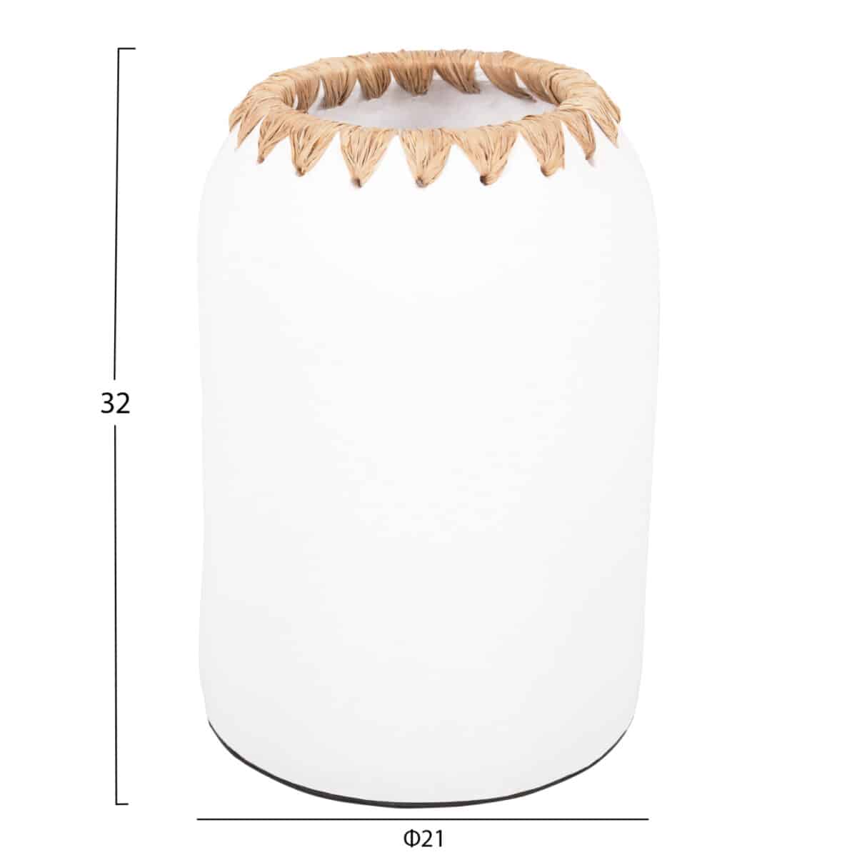 ΔΙΑΚΟΣΜΗΤΙΚΟ ΒΑΖΟ HM4377 ΤΕΡΑΚΟΤΑ ΣΕ ΛΕΥΚΟ ΜΕ ΠΛΕΞΗ ΨΑΘΑΣ ΣΤΟ ΣΤΟΜΙΟ Φ21Χ32εκ. - Image 2