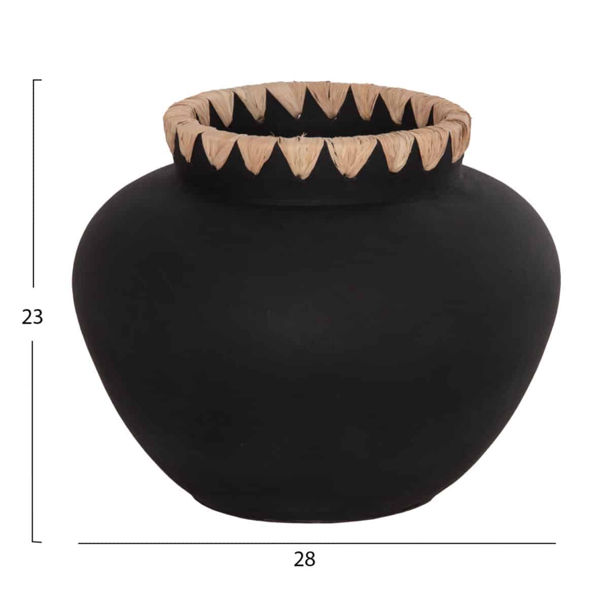 diakosmitiko-bazo-fb94732-terakota-mayrh-1 ΔΙΑΚΟΣΜΗΤΙΚΟ ΒΑΖΟ RENTON(M) HM4732 ΤΕΡΑΚΟΤΑ ΜΑΥΡH-ΠΛΕΞΗ ΨΑΘΑΣ ΣΤΟ ΣΤΟΜΙΟ Φ28x23Υεκ - Image 2