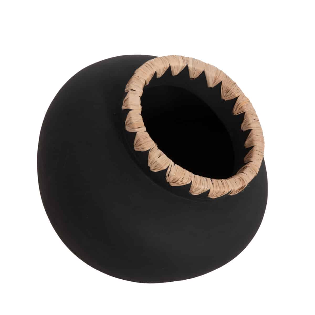 diakosmitiko-bazo-fb94732-terakota-mayrh-3 ΔΙΑΚΟΣΜΗΤΙΚΟ ΒΑΖΟ RENTON(M) HM4732 ΤΕΡΑΚΟΤΑ ΜΑΥΡH-ΠΛΕΞΗ ΨΑΘΑΣ ΣΤΟ ΣΤΟΜΙΟ Φ28x23Υεκ - Image 4