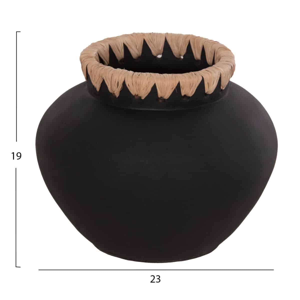 ΔΙΑΚΟΣΜΗΤΙΚΟ ΒΑΖΟ RENTON(S) HM4733 ΤΕΡΑΚΟΤΑ ΜΑΥΡH-ΠΛΕΞΗ ΨΑΘΑΣ ΣΤΟ ΣΤΟΜΙΟ Φ23x19Υεκ - Image 2