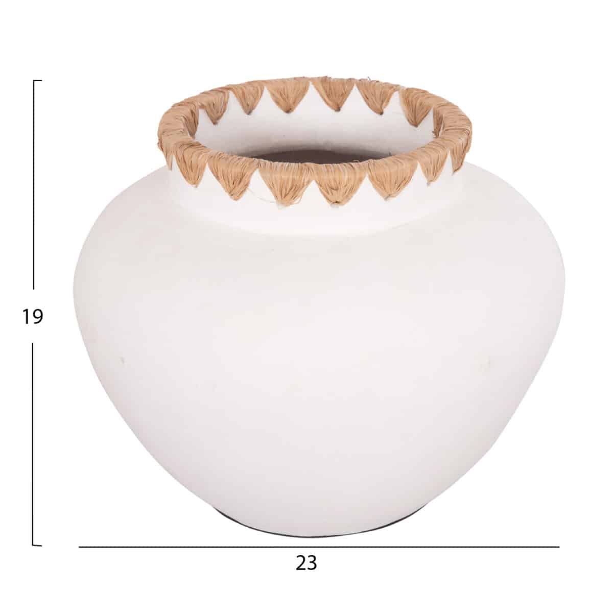 diakosmitiko-bazo-fb94735-terakota-leyki-1 ΔΙΑΚΟΣΜΗΤΙΚΟ ΒΑΖΟ RENTON(S) HM4735 ΤΕΡΑΚΟΤΑ ΛΕΥΚΗ-ΠΛΕΞΗ ΨΑΘΑΣ ΣΤΟ ΣΤΟΜΙΟ Φ23x19Υεκ - Image 2