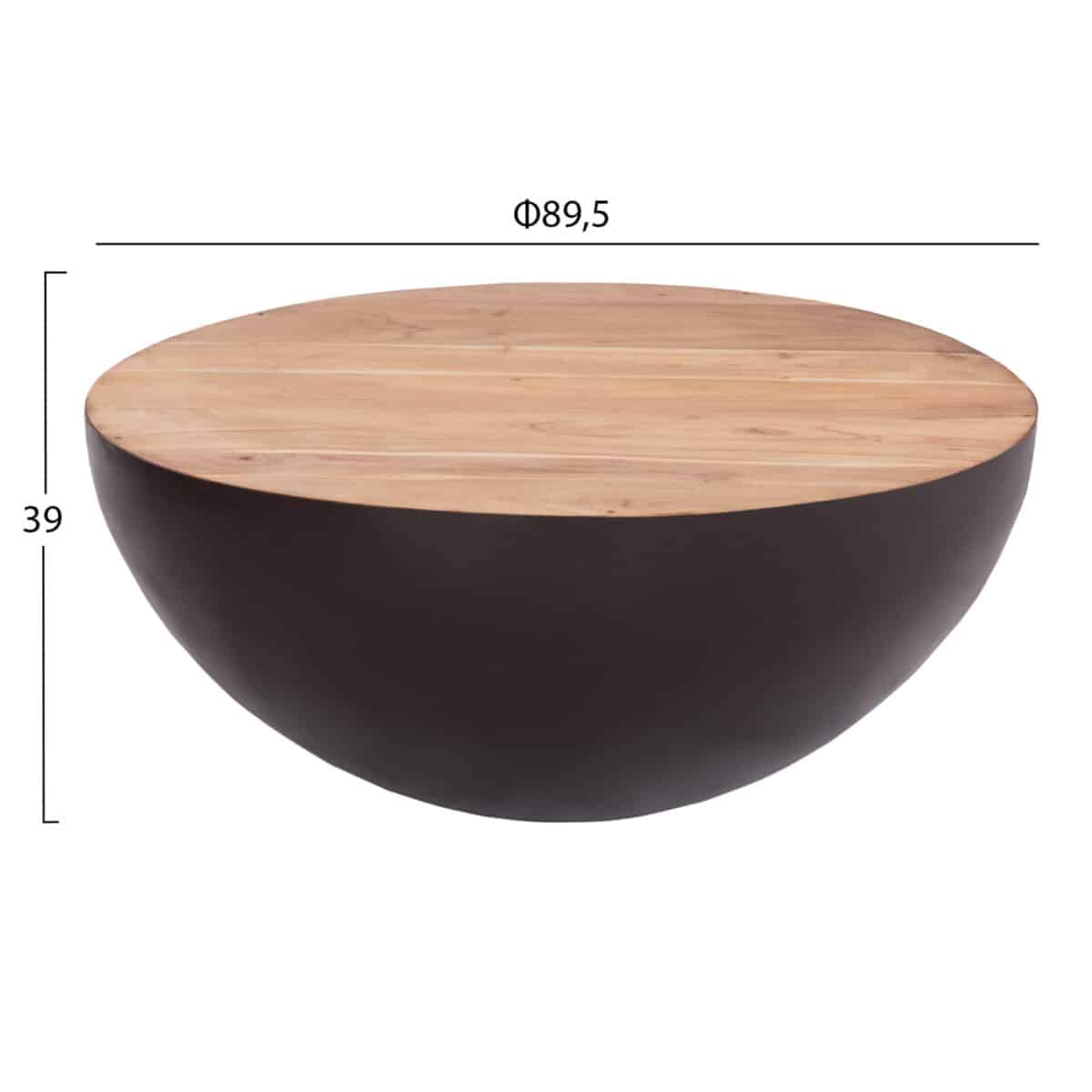 ΔΙΑΚΟΣΜΗΤΙΚΟ ΤΡΑΠΕΖΙ ΣΑΛΟΝΙΟΥ BOWL Φ89,5X39Yεκ. RUSTY ΜΕ ΞΥΛΟ ΑΚΑΚΙΑΣ HM8717.22 - Image 2