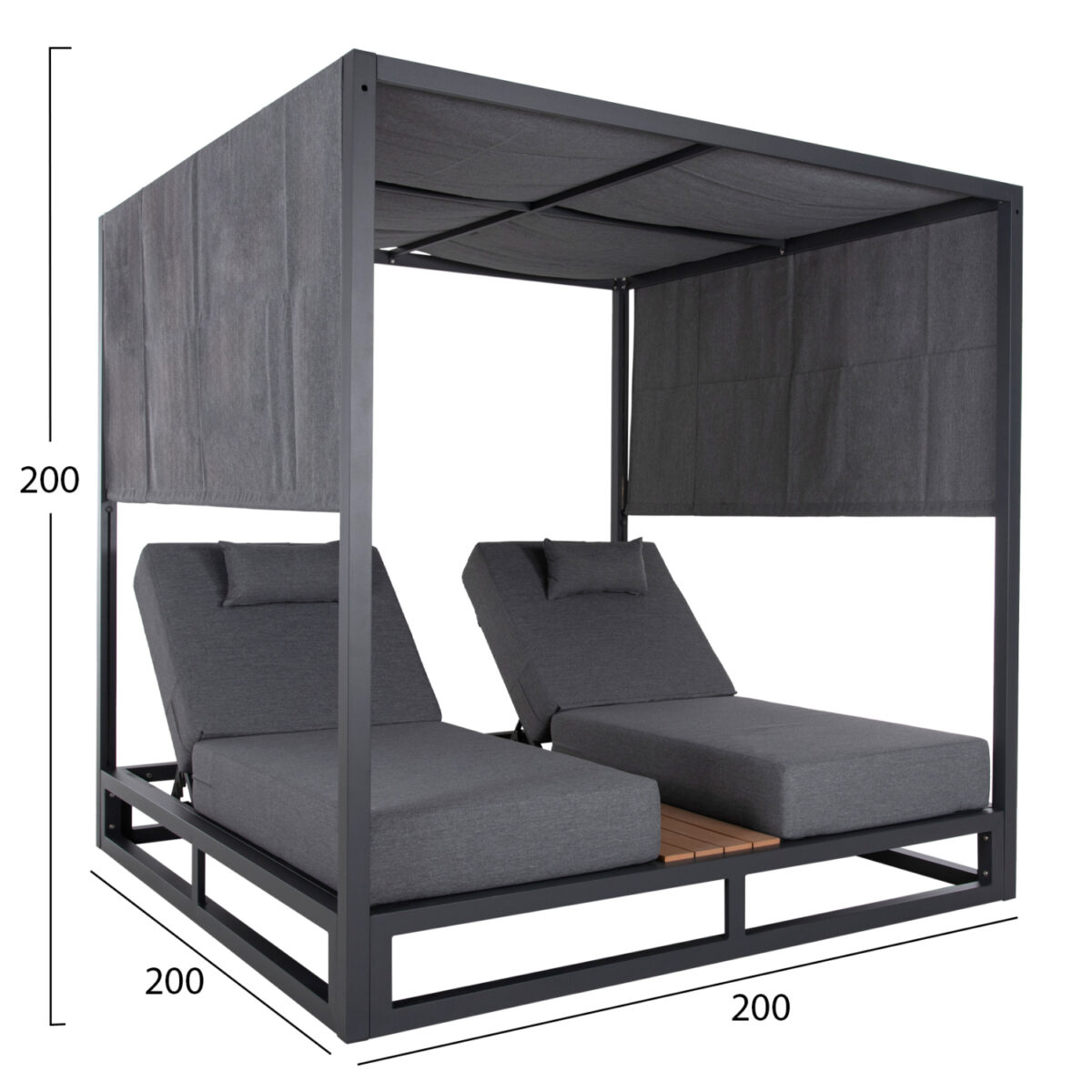 dipli-xaplostra-paralias-me-skiastro-kyb-1 ΔΙΠΛΗ ΞΑΠΛΩΣΤΡΑ ΑΛΟΥΜΙΝΙΟΥ ΠΑΡΑΛΙΑΣ ΜΕ ΣΚΙΑΣΤΡΟ ΚΥΒΟΣ GALLANT HM6097.01 ΓΚΡΙ 2x2x2μ - Image 2