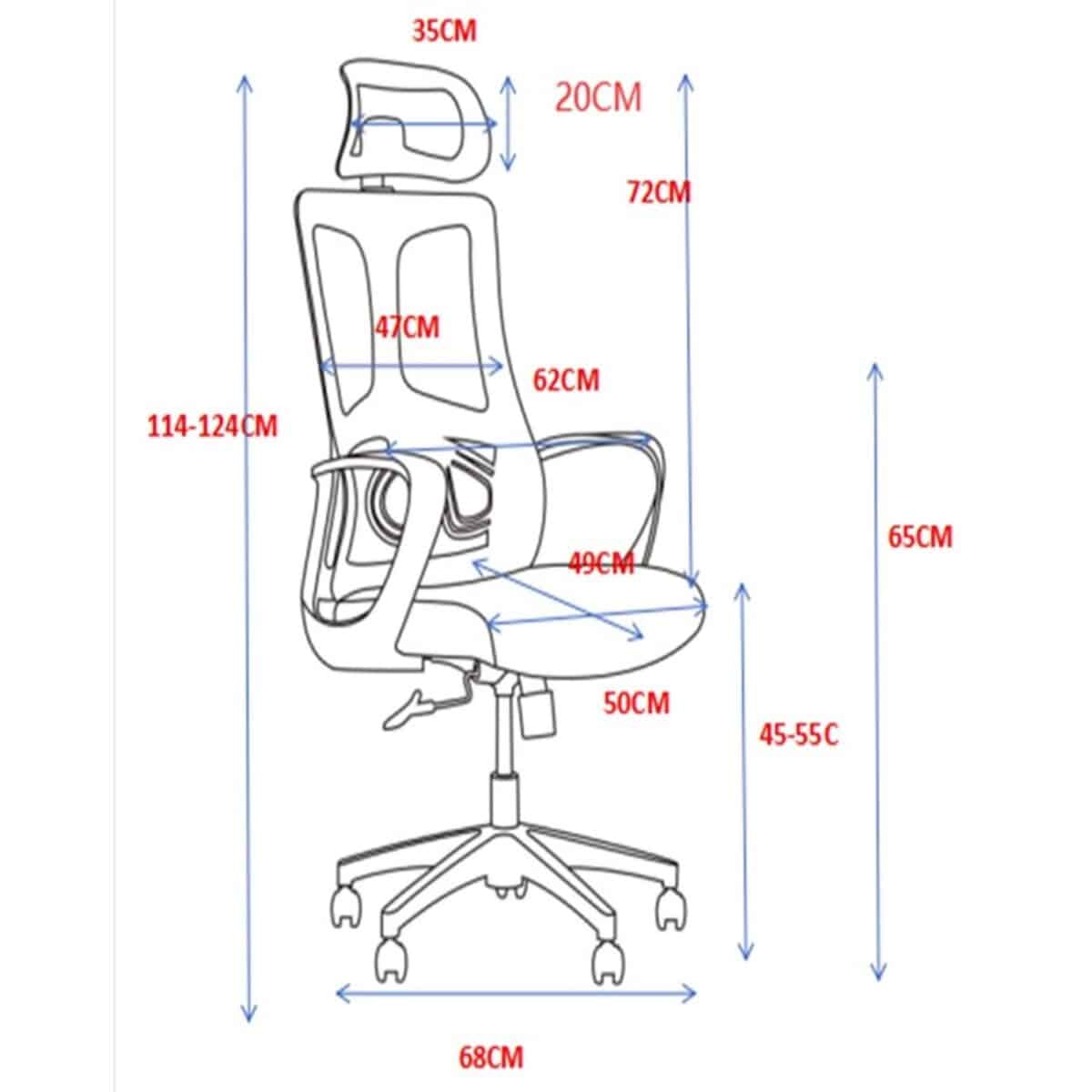 BF8600 Πολυθρόνα Γραφείου Διευθυντή, Mesh Γκρι, Ύφασμα Μαύρο - Image 3