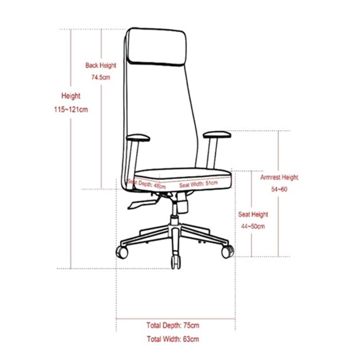 BF8800 Πολυθρόνα Γραφείου Διευθυντή, Pu Μαύρο, Βάση & - Image 6